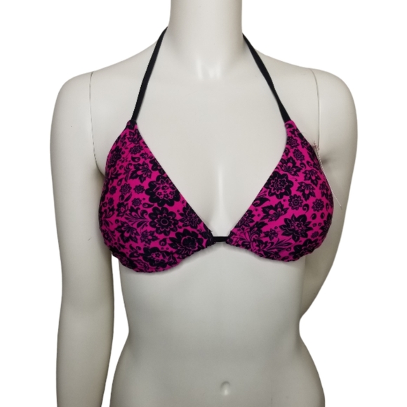 Xhilaration Womens Pink and Black Swimsuit Bikini Top Only Tag Size L - Picture 9 of 9